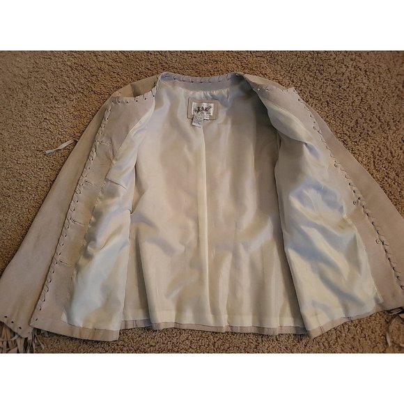 Native American Women's Western Real Leather Jacket With Fringe Hand Made Work - Picture 15 of 16